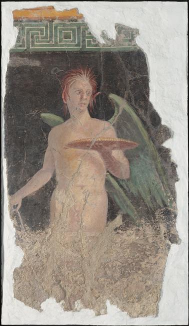 Génie ailé, fragment d’une peinture murale de Boscoreale